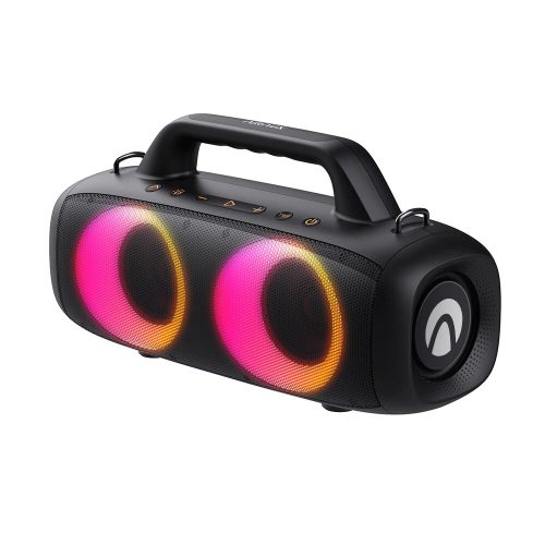 AirAux AA-DH1 Party Box – 50 W, RGB-LED-Bluetooth-Lautsprecher: tiefer Bass, 10 Stunden Wiedergabezeit, IPX5 wasserdicht