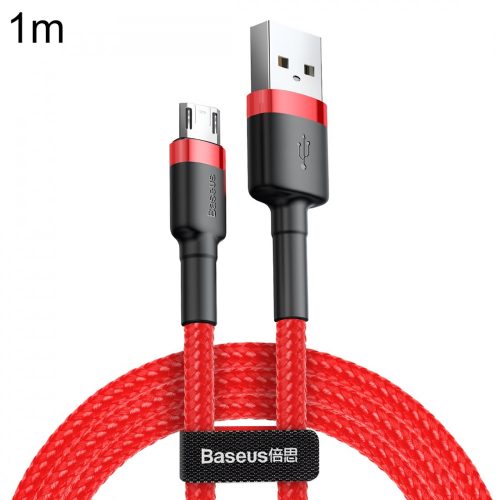 Baseus Premium Micro-USB-Kabel – 1 Meter, doppelseitig, 2,4 Ampere Aufladung, Kevlar-Ummantelung – rot