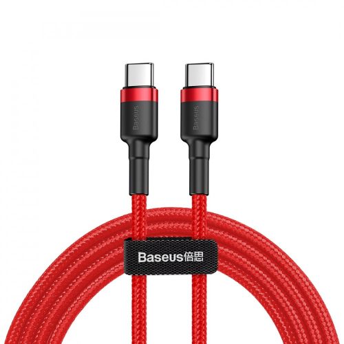Baseus Premium USB Type-C to Type-C Kabel – 1 Meter, unterstützt 60W Ladung, Kevlar-Abdeckung – Rot