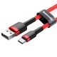 Baseus Premium USB-Type C Kabel- 3 Meter, 2 Ampere Aufladung, Perlenabdeckung - Rot