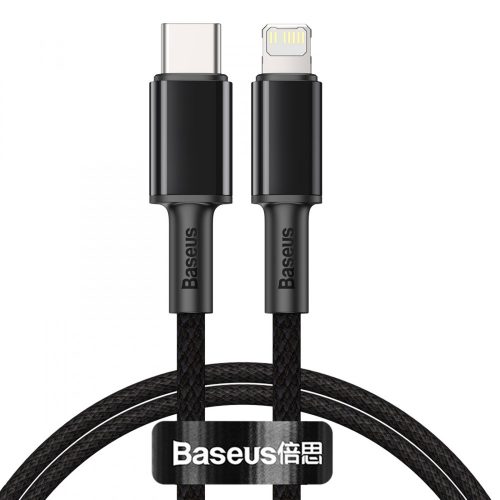 Baseus Premium Type-C – zu Lightning (Apple) Kabel – 1 Meter, 20 W Ladeleistung, Kevlar-Abdeckung – schwarz