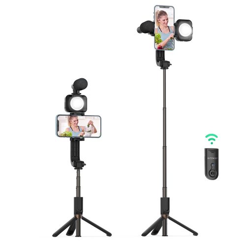 BlitzWolf BW-BS15 Stativ-Selfie-Stick mit Beleuchtung und Mikrofon + eingebauter Fernbedienung