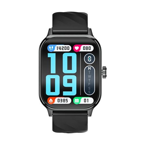 BlitzWolf® BW-HL5 Smartwatch: Ultragroßer Bildschirm, Bluetooth-Anruf, Blutzucker- und Blutdruckmessung usw. – Schwarz