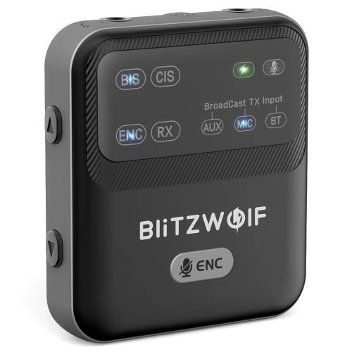 BlitzWolf® BW-LE523 - Bluetooth V6.0 HD™ Musikempfänger und -sender + eingebautes Mikrofon, 100 Meter Reichweite