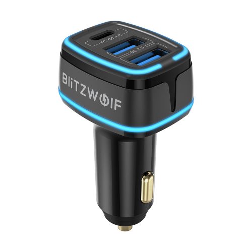 BlitzWolf® BW-SD7 Autoladegerät 30W  2xQC4.0 + 1x PD mit Schnellladetechnologie, LED-Beleuchtung