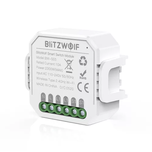 Blitzwolf® BW-SS5 - 2-Wege-SMART-Controller - Anwendungssteuerung, Timing, Sprachbefehl. Integration von Amazon Echo, Google Home und IFTTT