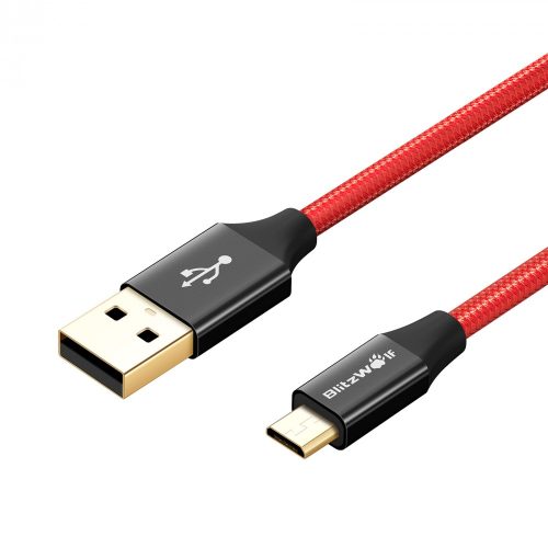 1.8m, Micro USB -BlitzWolf Ampcore BW-MC8 2.4A Kabel (Gold-Muster) Datenübertragung &  Ladekabel mit Magic Tape Stra 