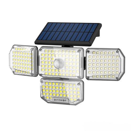 BlitzWolf BW-OLT6 Outdoor-Solarlampe - 4 Leuchtfelder, Bewegungssensor, IP65-Wasserbeständigkeit