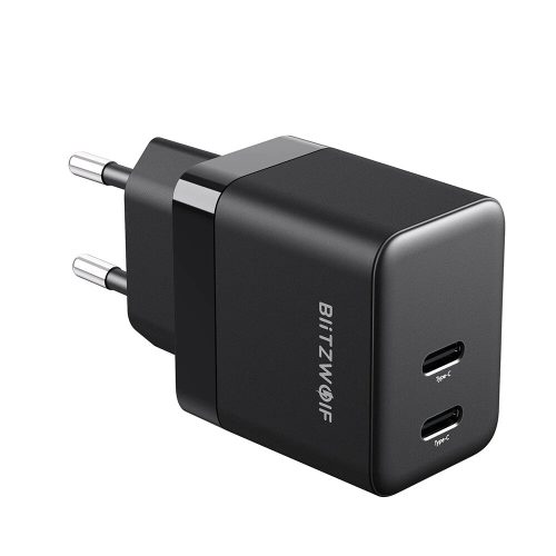 BlitzWolf® BW-S22 - 35 W GaN Tech. Schnelles Wandladegerät, 2x USB Type-C Ports, PD3.0, QC3.0, APPLE 2.4A Protokollunterstützung