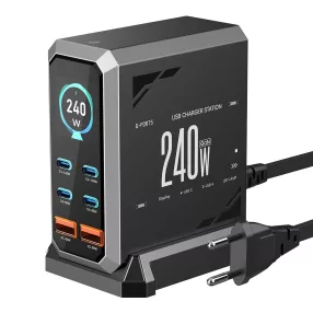   Blitzwolf® BW-S31 240W 6-Port (4xUSB-C+2xUSB-A) PD Desktop-Schnellladestation mit Digitalanzeige