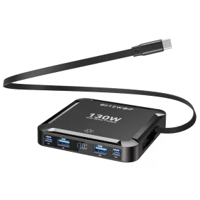   BlitzWolf® BW-S32 – 130-W-Schnellladestation mit 5 Anschlüssen (2x USB-C + 3x USB-A) und Digitalanzeige