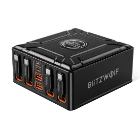   Blitzwolf® BW-S34 550W 7-Port USB PD Desktop-Ladegerät mit einziehbarem Kabel – 5 USB-C + 2 USB-A QC PD Schnellladung