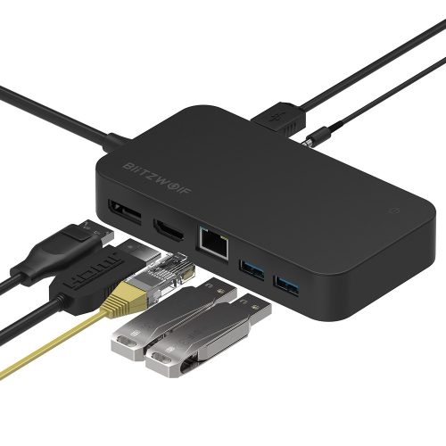 BlitzWolf® BW-TH7 7 in 1 Datenhub:  DC, USB, HDMI, Display, Jack, RJ45 ports