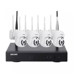   ESCAM WNK714 - 4 Metallgehäuse, WiFi-IP-Dome-Kamerasystem für den Außenbereich: 1080P, Farb-Nachtsicht, Bewegungserkennung, Zwei-Wege-Sound, IP66