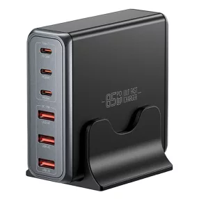   ESSAGER® DK-3C3A-85W - 85-Watt-USB-Schnellladegerät – 6 Anschlüsse (3x USB-C + 3x USB-A) für Android, Apple und Windows