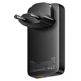   ESSAGER® ES-CD46 – 65 Watt, ultraflaches USB-Wandladegerät – 2 Anschlüsse (1x USB-C + 1x USB-A) für Android, Apple und Windows
