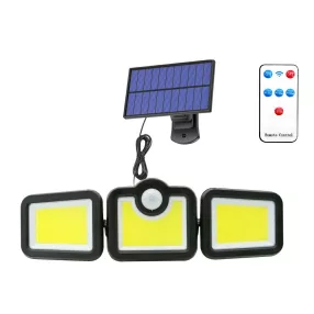   Elfeland Solar-LED-Wandleuchte – separates Solarpanel mit 5 Meter Kabel, 3 Leuchtenköpfe, Bewegungsmelder, wasserdicht