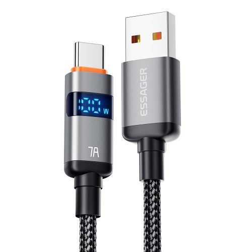 ESSAGER ES-X61 – 1 Meter langes Type-A - Type-C Kabel. Digitalanzeige, 100-W-Ladefunktion, Perlmuttstoffbezug