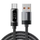 ESSAGER ES-X64 – 2 Meter langes Type-A - Type-C Kabel. Digitalanzeige, 100-W-Ladefunktion, Perlmuttstoffbezug