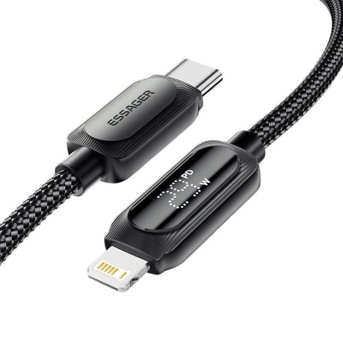 ESSAGER ES-X57 – 1 Meter langes USB-Kabel (Type-C/Lightning). Digitalanzeige, 29-W-Ladefunktion, Perlmuttstoffbezug