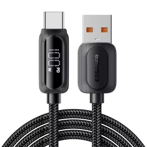   ESSAGER ES-X57 - 1 meter, USB-A - USB Type-C Kabel. Digitalanzeige, 100-W-Ladefunktion, Perlmuttstoffbezug