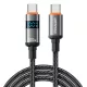 ESSAGER ES-X61 – 1 Meter langes Type-C - Type-C Kabel. Digitalanzeige, 100-W-Ladefunktion, Perlmuttstoffbezug