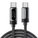 ESSAGER ES-X64 – 1 Meter langes Type-C - Type-C Kabel. Digitalanzeige, 100-W-Ladefunktion, Perlmuttstoffbezug