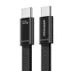 Essager ES-X85 100W PD USB-C auf USB-C Schnellladekabel (0,25m) – Extra kurzes, flaches & geflochtenes Ladekabel, Schwarz