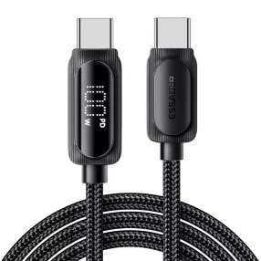   ESSAGER ES-X57 - 1 Meter, USB Type-C - USB Type-C Kabel. Digitalanzeige, 100-W-Ladefunktion, Perlmuttstoffbezug
