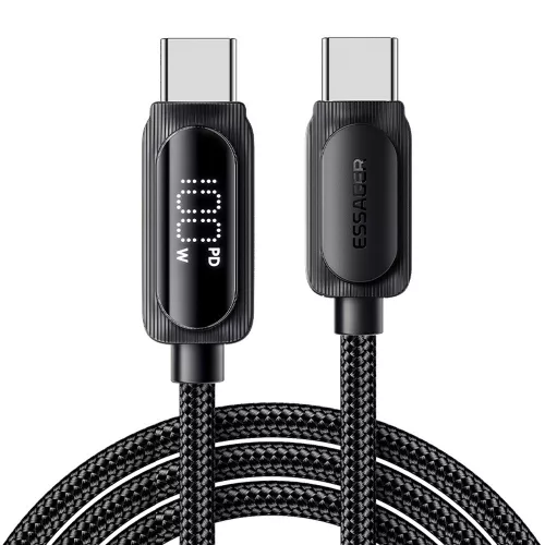 ESSAGER ES-X57 - 2 meter, USB Type-C - USB Type-C Kabel. Digitalanzeige, 100-W-Ladefunktion, Perlmuttstoffbezug