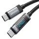 ESSAGER ES-X47 – 1 Meter langes Type-C - Type-C Kabel. Digitalanzeige, 240-W-Ladefunktion, Perlmuttstoffbezug