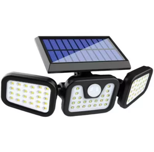 Solar-Außenleuchte – 3 Lichtpaneele, Bewegungssensor, IP64-wasserdicht, kaltweiß (6500 K), verstellbare Lichtpaneele