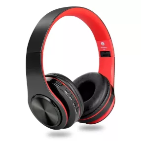   HiGi D-422 – Bluetooth 5.0-Kopfhörer – 10 Stunden Betriebszeit, 40-mm-Lautsprecher, integriertes Mikrofon, BT + 3,5-Klinken-Anschluss – Schwarz und Rot
