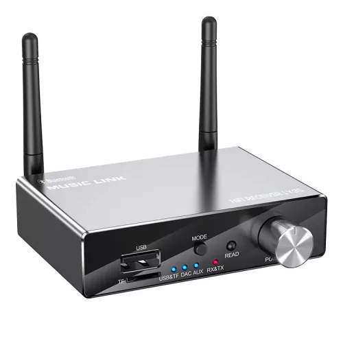 HiGi® LY35 - Bluetooth V5.3 Empfänger- und Sendereinheit in einem, Metallgehäuse, mit Fernbedienung - 30m Reichweite, 6 in 1