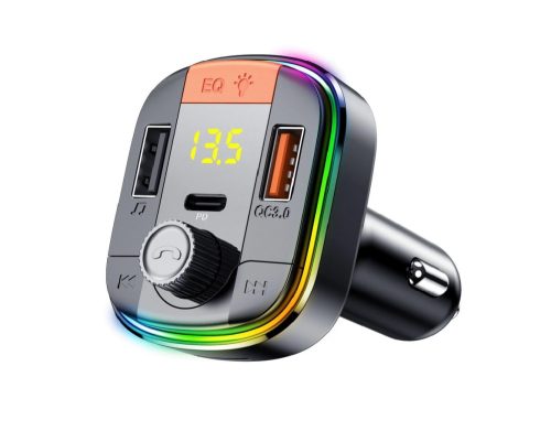 HiGi® - T832 Zigarettenanzünder FM-Transmitter & Auto-USB-Schnellladegerät: 1x USB Typ-C + 1x USB-A