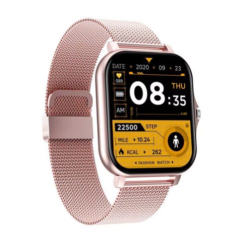 HryFine Y13 Smartwatch – Rosa, Metallband – 5 Tage Akkulaufzeit, IP67, Bluetooth-Anrufe, Nachrichten, Gesundheit