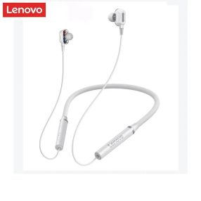   Lenovo HE05 Pro – Sport-Headset für die Nackenmontage mit Geräuschfilter, tiefem Bass, 10Stunden Betriebszeit – Weiß/grau