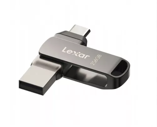 Lexar® JumpDrive® D400 USB 3.1 Typ-C Dual-Slot-Metall-USB-Stick – für Smartphone und Computer. Aluminiumgehäuse, 256 GB