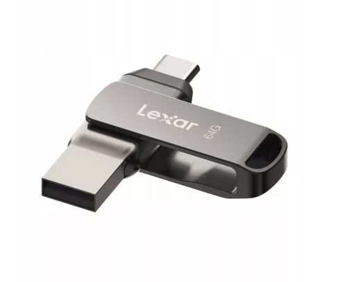 Lexar® JumpDrive® D400 USB 3.1 Typ-C Dual-Slot-Metall-USB-Stick – für Smartphone und Computer. Aluminiumgehäuse, 64 GB