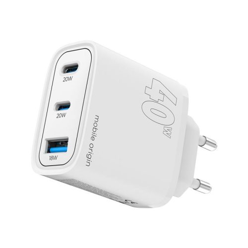 Mobile Origin® MO13 - 40W GaN-Wandladegerät, 1xUSB-A + 2xUSB-C