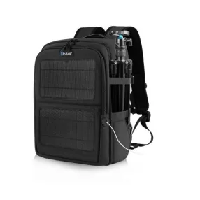   PULUZ Solar Power DSLR-Fotorucksack – 12W Ladeleistung, Fotozubehör + Laptop-Aufbewahrungsfächer, wasser- und kratzfestes Gewebe