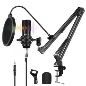   Puluz PU612B - Professionelles Kondensator-Studiomikrofon-Set (9 Teile)