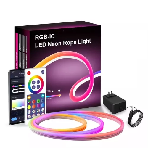 RSH® LD05 - SMART, RGB-LED-Neonstreifen - 5 Meter, Steuerung: App und Fernbedienung, 16 Millionen Farben, 4 Beleuchtungsmodi