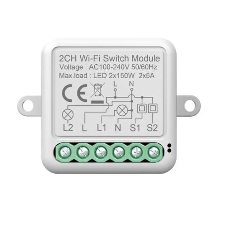 RSH® SB02 WiFi – 2-kanal SMART Schalter – Anwendungssteuerung, Timing, Sprachanweisungen. Amazon Echo, Google Home und IFTTT-Integration