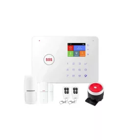   RSH® SK03 Smart Home Sicherheitsalarm-Set mit APP-Steuerung – GSM + WiFi-Verbindung, Batterie, 2 Sensoren, Fernbedienung