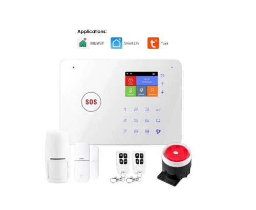 RSH® SK03 Smart Home Sicherheitsalarm-Set mit APP-Steuerung – GSM + WiFi-Verbindung, Batterie, 2 Sensoren, Fernbedienung