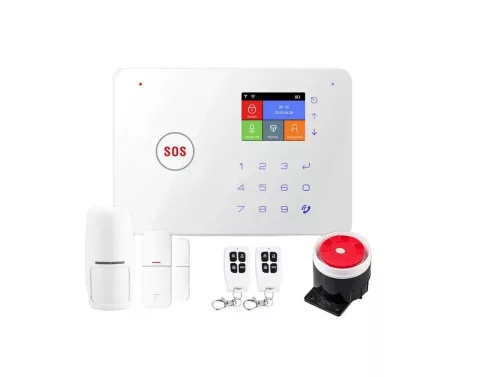 RSH® SK03 Smart Home Sicherheitsalarm-Set mit APP-Steuerung – GSM + WiFi-Verbindung, Batterie, 2 Sensoren, Fernbedienung