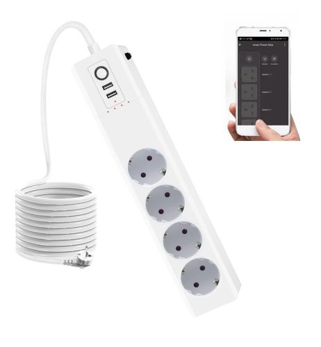 RSH® WT012-EU - SMARTe Steckdosenleiste: 4x separat steuerbare Steckdosen + 2x USB-Ladegerät. Überspannungsschutz