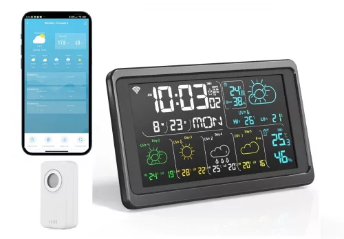 RSH® Weather01 WiFi – Intelligente Wetterstation. Temperatur, Luftfeuchtigkeit, 5-Tage-Wettervorhersage, UV-Index