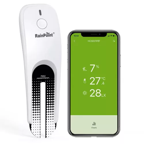 RainPoint® HCS021FRF – Bodenfeuchtesensor und Lichtmesser für den Außenbereich – 60 m Reichweite, historische Datenerfassung